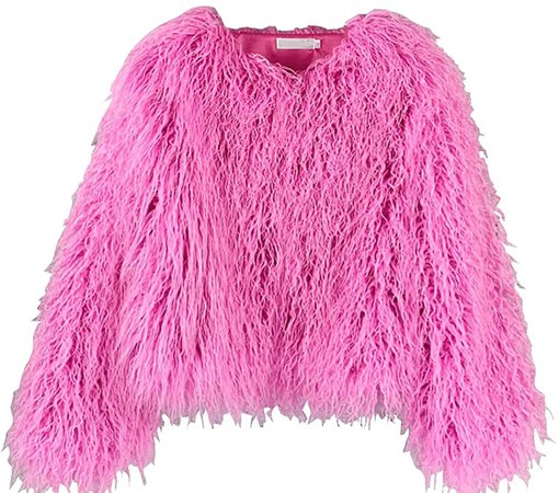 pink fur coat