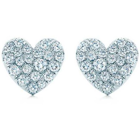 Tiffany Metro Heart Earrings In 18k White Gold With Diamonds