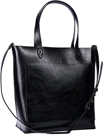 Amazon.com: Leather Satchel Purses and Handbags for Women, Top Handle Shoulder Purse Medium Transport Leather Tote Bag for Women (True Black) : Clothing, Shoes & Jewelry