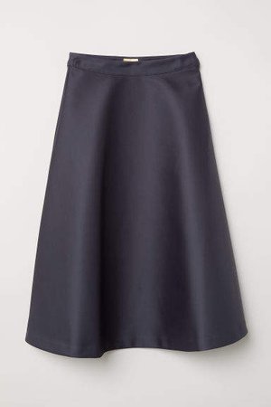 Flared Satin Skirt - Gray