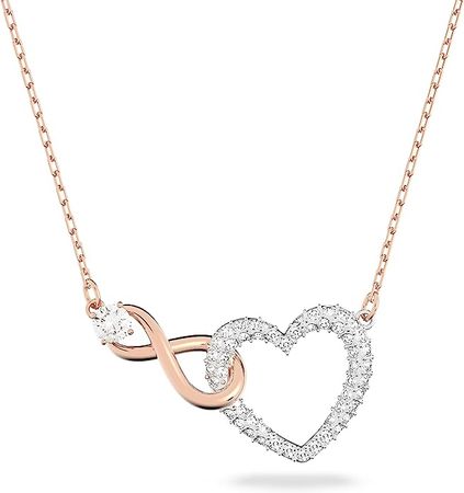 Amazon.com: Swarovski Infinity Heart Pendant Necklace, with Mixed Metal Plated Finish and Clear Swarovski Crystal Pavé : Clothing, Shoes & Jewelry