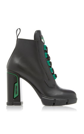 Tronchetti Leather Ankle Boots by Prada | Moda Operandi