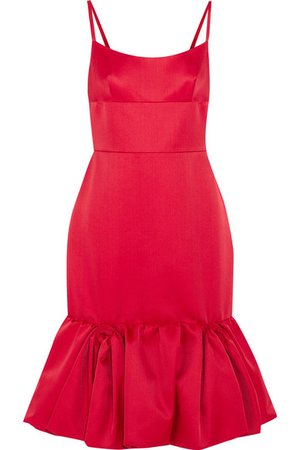 Prada | Wool and silk-blend satin peplum dress | NET-A-PORTER.COM