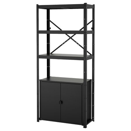 BROR Shelving unit with cabinet - black - IKEA