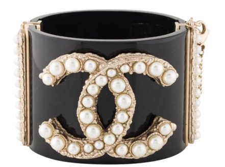 black & gold Chanel bangle bracelet
