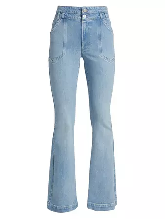 Frame Double-Button Mid-Rise Flared Jeans