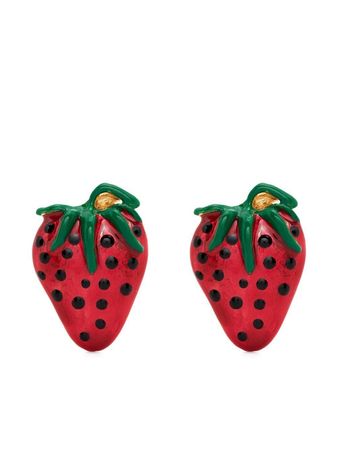 Alessandra Rich Enamelled Strawberry clip-on Earrings - Farfetch