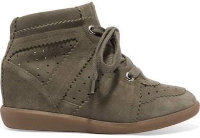 étoile Bobby Suede Wedge Sneakers - Army green