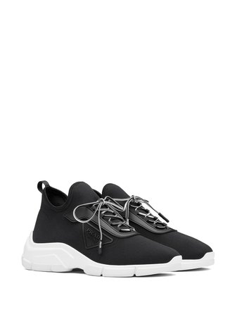 Shop Prada knit lace-up sneakers with Express Delivery - FARFETCH