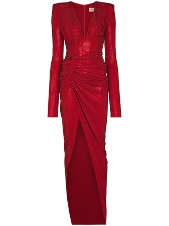 Alexandre Vauthier Gathered Front Glitter Gown - Farfetch