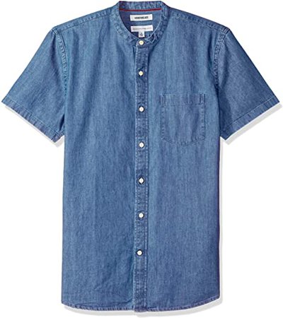 Amazon.com: Amazon Brand - Goodthreads Men's Standard-Fit Short-Sleeve Band-Collar Denim Shirt: Clothing