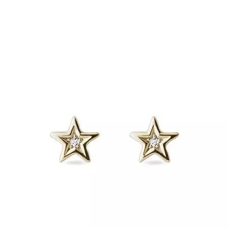 Star-shaped diamond earrings in yellow gold | KLENOTA