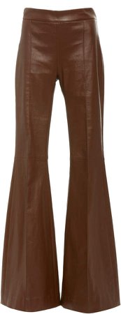 Pintuck Leather Flared Pants