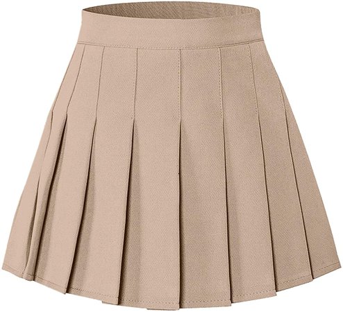 Amazon.com: Junior Teen Girls Womens School Uniform Cosplay Costume Plaid Pleated Short Skirt Khaki, Tag L = US M: Clothing