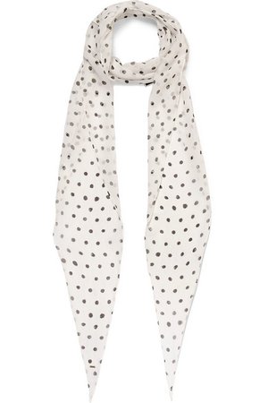 SAINT LAURENT Polka-dot silk-chiffon scarf £175.00