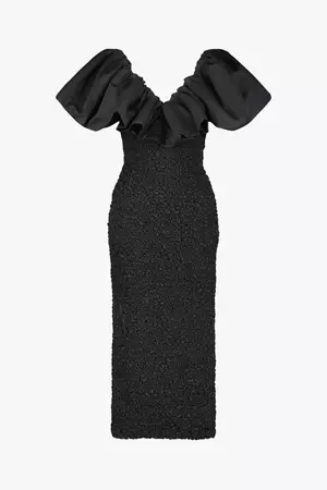 Zia midi black Dress puffy short sleeves formal – Mara Hoffman