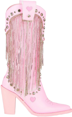 pink cowgirl boots with silver tassles