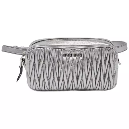 Miu Miu Silver Matelassé Leather Convertible Belt Bag For Sale at 1stDibs