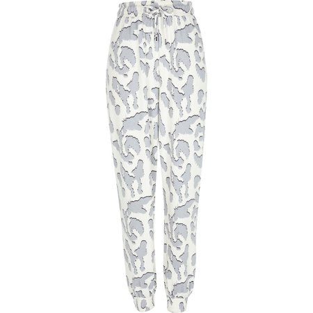 Cream leopard print pyjama bottoms | River Island