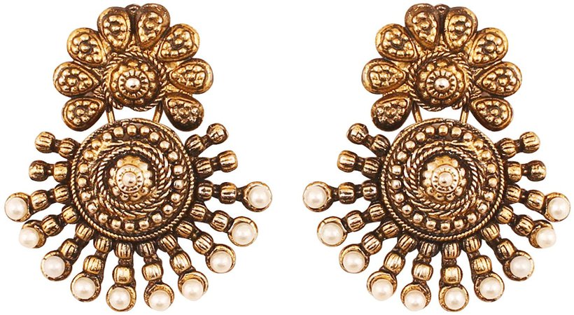 Amazon.com: Touchstone Indian Bollywood Ancient Southern Gold Bahubali Inspired Bridal Traditional Jewelry Earrings Embellished With Faux Turquoise For Women In Antique Gold Tone.: Clothing