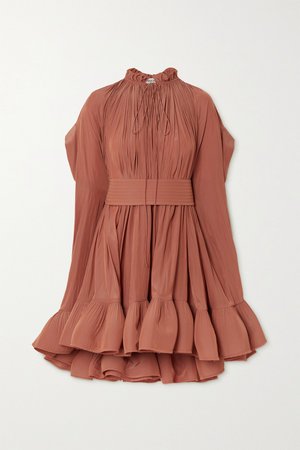 Pink Cape-effect belted crepe mini dress | Lanvin | NET-A-PORTER