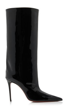 Fiona Patent Leather Knee Boots By Amina Muaddi | Moda Operandi