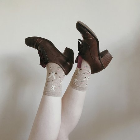 Dark brown vegan leather heeled oxford booties ~ Depop