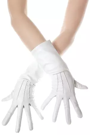 White Mid Length Leather Gloves (Les Debutantes)