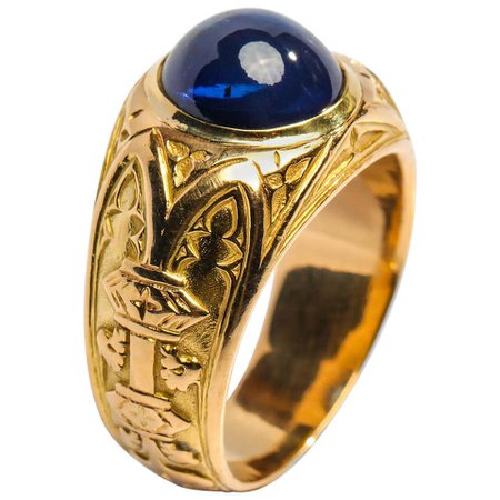 Tiffany and Co. Gilded Age Men's Sapphire Ring as Featured in the New York Times For Sale at 1stDibs