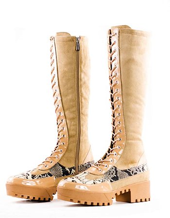 Amazon.com | Cape Robbin Eliza Combat Boots for Women, Platform Boots with Chunky Block Heels, Womens Boots Mid Calf Booties | Mid-Calf