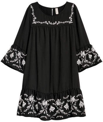 Embroidered Dress - Black