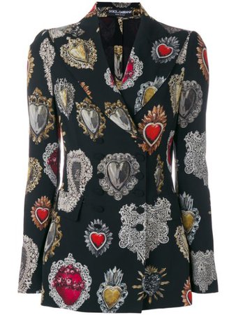 Dolce & Gabbana Sacred Heart Print Fitted Jacket