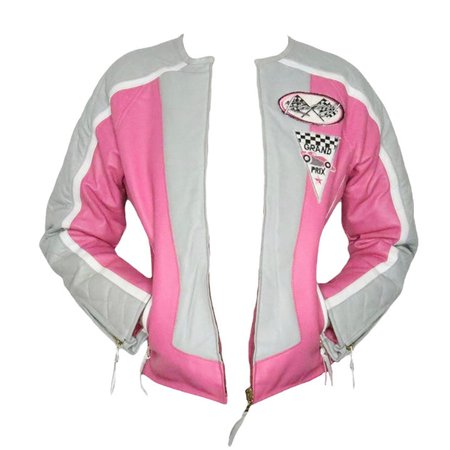 Vintage Y2K Pink Leather Racer Jacket