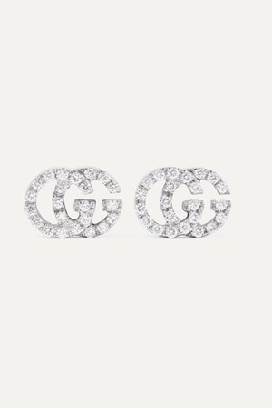 White gold 18-karat white gold diamond earrings | Gucci | NET-A-PORTER