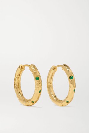 Gold Nesting Gem Gabby 18-karat gold emerald hoop earrings | Octavia Elizabeth | NET-A-PORTER