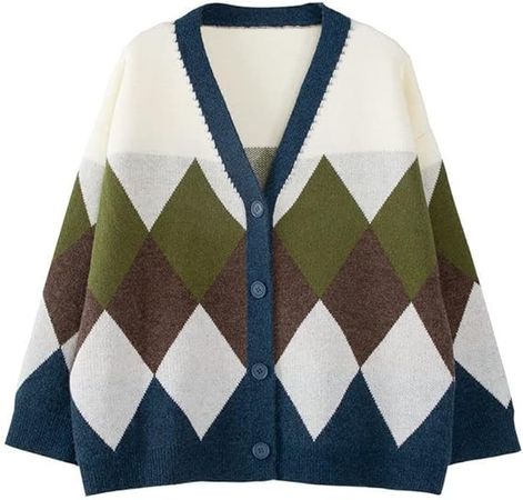 Womens Cardigan Sweaters Fall 2022 Trendy Y2k Color Block Grunge Sweater Dark Academia Clothing Preppy Indie Clothes at Amazon Women’s Clothing store