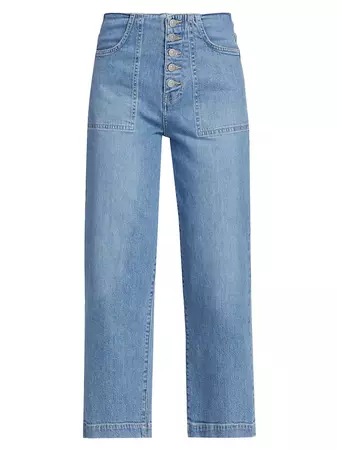 Shop Veronica Beard Crosbie High-Rise Stretch Wide-Leg Crop Jeans | Saks Fifth Avenue