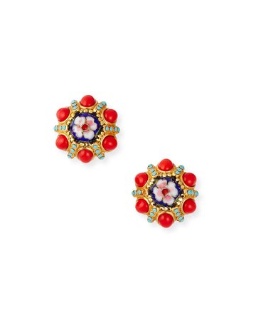 Jose & Maria Barrera Flower Clip-On Button Earrings