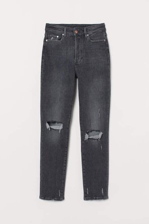 Mom High Ankle Jeans - Gray