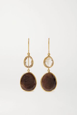 Gold 18-karat gold, sapphire and quartz earrings | Pippa Small | NET-A-PORTER