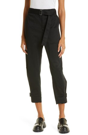Proenza Schouler White Label Tapered Crop Stretch Cotton Twill Pants | Nordstrom