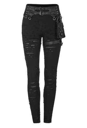 Steampunk Black Ripped Leggings by Punk Rave | Ladies Gothic