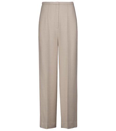 Totême - High-rise wool-blend twill straight pants | Mytheresa
