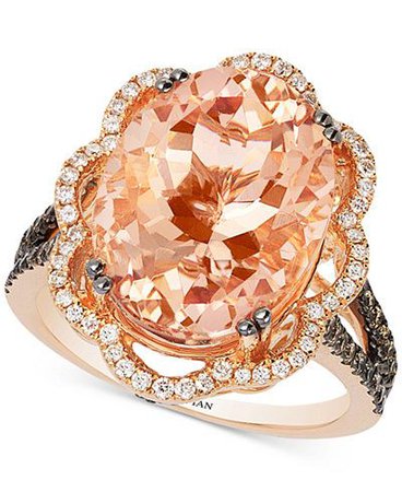 Le Vian Peach Morganite (7 ct. t.w.) and Diamond (3/4 ct. t.w.) Ring in 14k Rose Gold