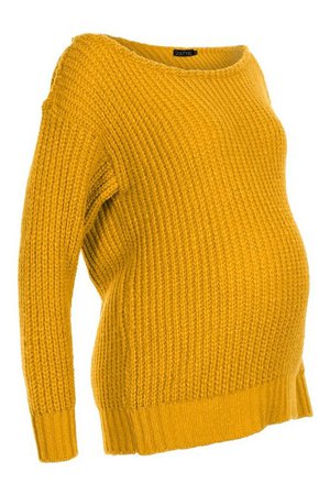 Maternity Slash Neck Knitted Sweater | Boohoo
