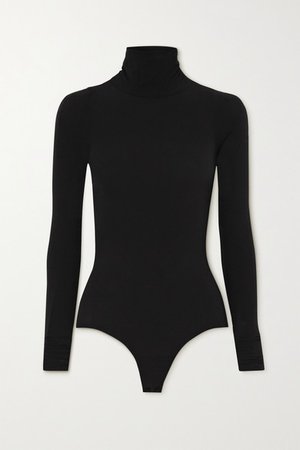 Ballet Stretch-jersey Turtleneck Thong Bodysuit - Black