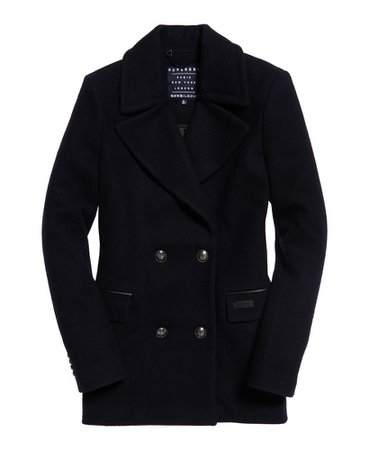 Womens - Classic Wool Pea Coat in Navy | Superdry