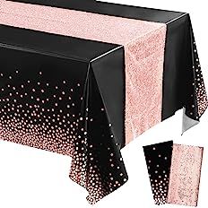 Amazon.com: XJLANTTE 223 PCS Black and Rose Gold Party Supplies - Rose Gold Party Balloon, Birthday Banner, Cake Topper, Plates, Napkins, Cups and Tablecloth for Girl Women Party Decorations, Serves 20 Guest : Home & Kitchen