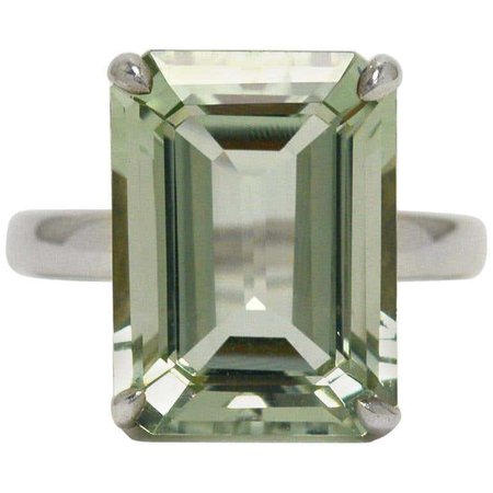 Tiffany and Co. 10 Carat Emerald Cut Prasiolite Silver Cocktail Ring at 1stDibs