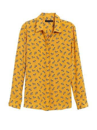 Dillon Classic-Fit Washable Silk Shirt | Banana Republic yellow